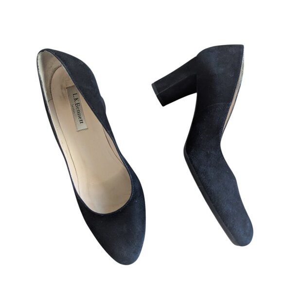 LK Bennett Black Suede Block Heel Pumps – EU 37 (US 6.5) - Picture 6 of 9
